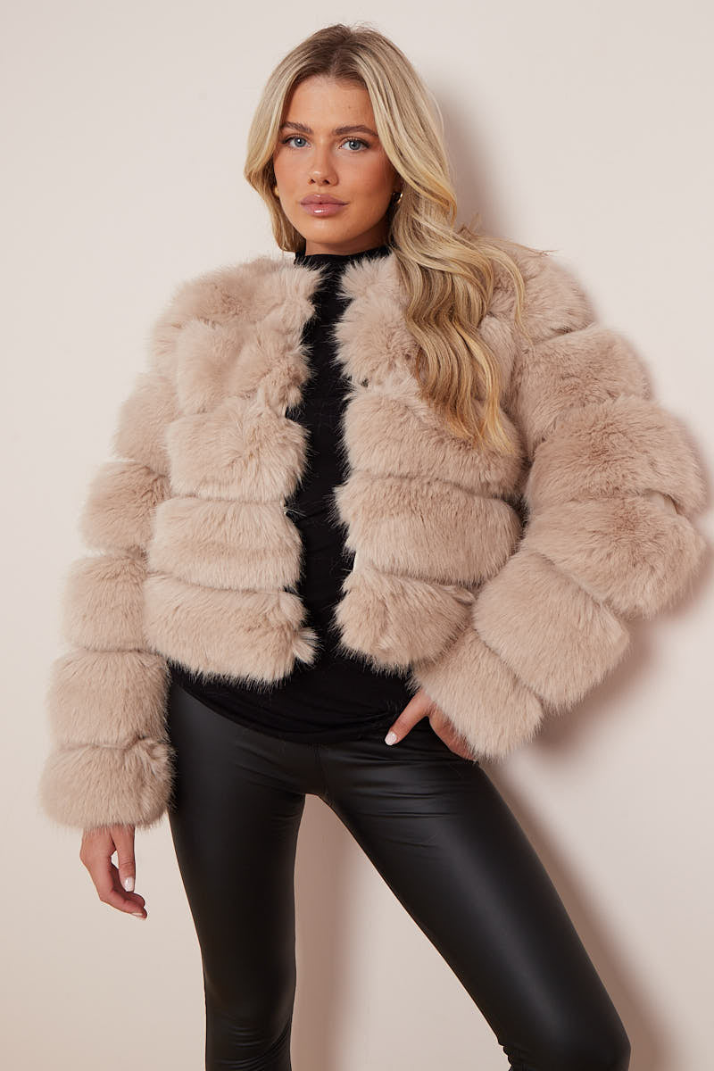 Maya | Ultra Soft Beige Faux Fur Jacket